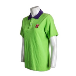 P464自家製作女裝polo衫  訂做poloshirt服務中心 自訂團體活動poloshirt專門店HK   青綠色撞色領紫色 P464自家製作女裝polo衫  訂做poloshirt服務中心 自訂團體活動poloshirt專門店HK   青綠色撞色領紫色